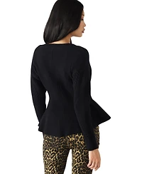 Steve Madden Women's Courtney V-Neck Peplum Sweater