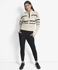 Dkny Women's Open Stitch Full Zip Stripe Jacket