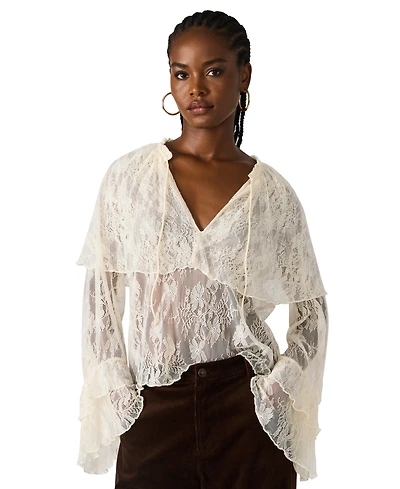 Steve Madden Women's Saylor Ruffle V-Neck Top