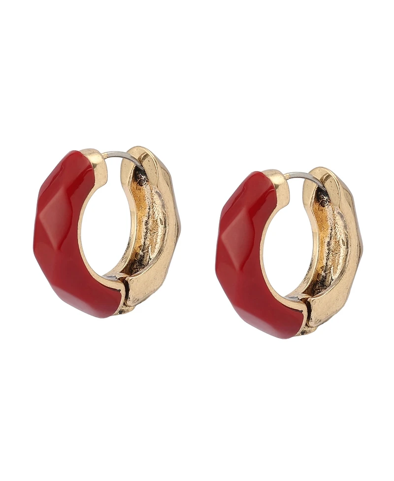 Robert Lee Morris Soho Faux Stone Heirloom Charms Faceted Huggie Earrings