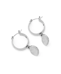 Robert Lee Morris Soho Antique Silver Heirloom Charms Disc Huggie Earrings
