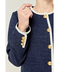 English Factory Women's Collarless Tweed Jacket