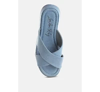 London Rag Karbi Denim Flatform Slip Ons Women