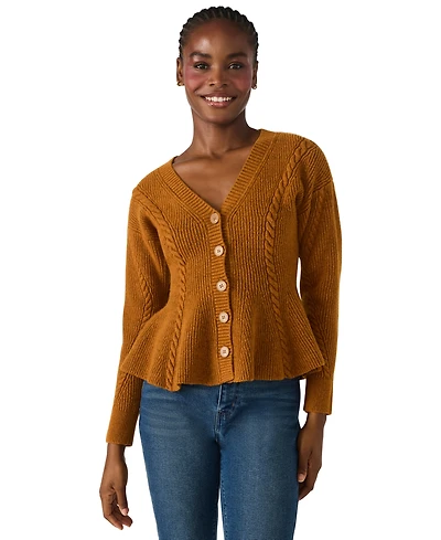 Steve Madden Women's Courtney V-Neck Peplum Sweater