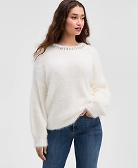 Guess Women's Arisa Rhinestone-Trim Sweater