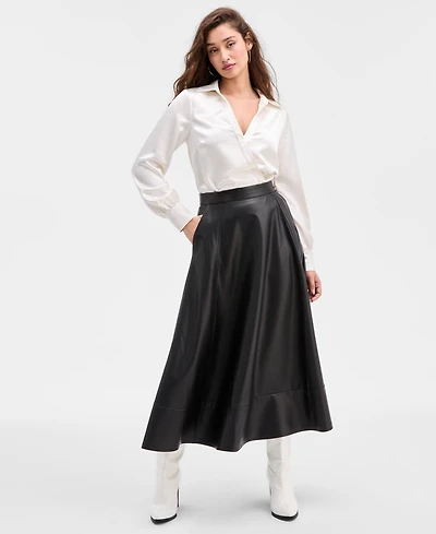 Guess Women's Delores Faux-Leather Circle Skirt