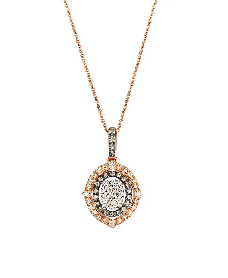 Le Vian Chocolate Diamond (.18 ct. t.w.) & Nude Diamond (.56 ct. t.w.) Oval Pendant Necklace in 14K Two-Tone Gold