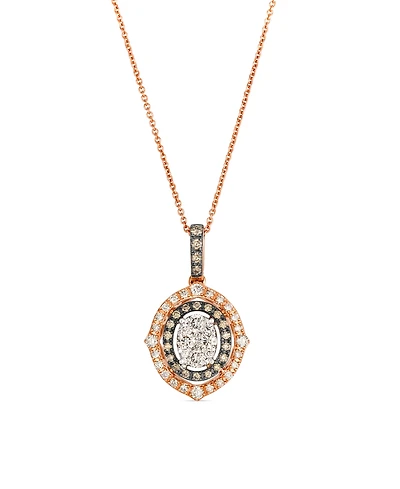 Le Vian Chocolate Diamond (.18 ct. t.w.) & Nude Diamond (.56 ct. t.w.) Oval Pendant Necklace in 14K Two-Tone Gold