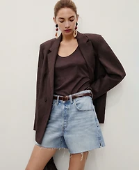 Mango Women's Frayed Hem Denim Shorts