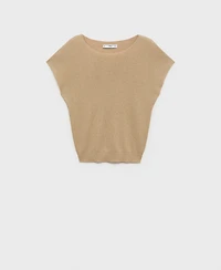Mango Women's Short-Sleeved Fine-Knit Sweater