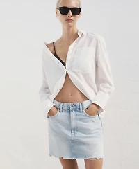 Mango Women's Frayed Hem Denim Skirt