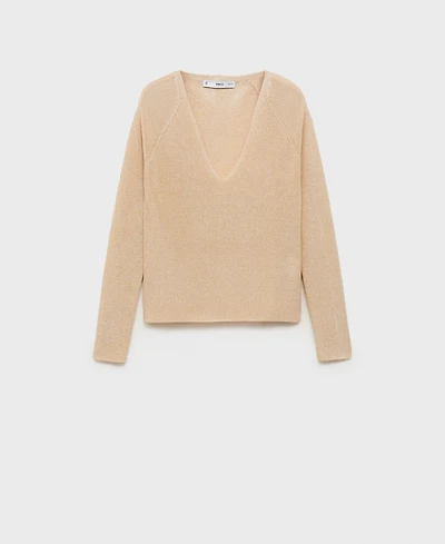 Mango Women's V-Neck Lurex Sweater
