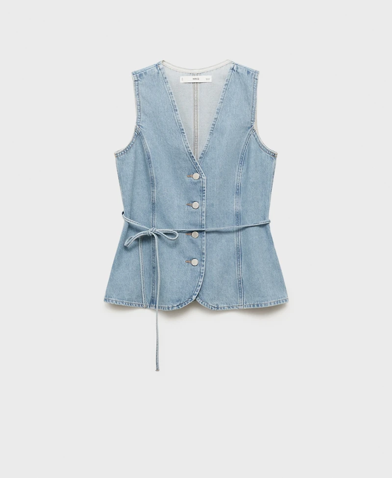 Mango Women's Buttoned Denim Gilet Jacket