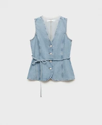 Mango Women's Buttoned Denim Gilet Jacket