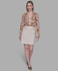 Karl Lagerfeld Paris Women's Button Detail Skirt