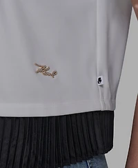 Karl Lagerfeld Paris Women's Pleated Trim Hem Blouse