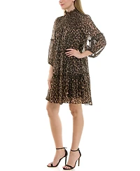 Taylor Women's Mock Neck Tiered A-Line Dress