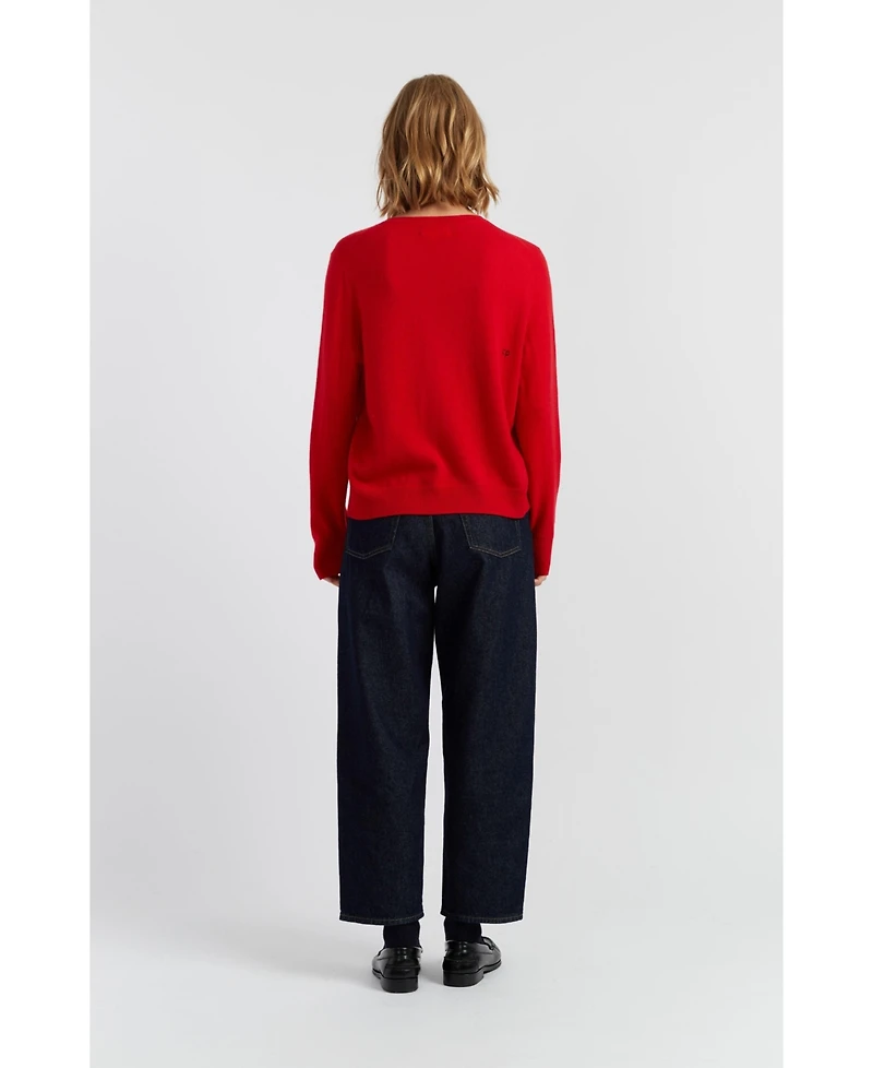 Chinti & Parker Women's Wool-Cashmere Crewneck Dancing Snoopy Sweater