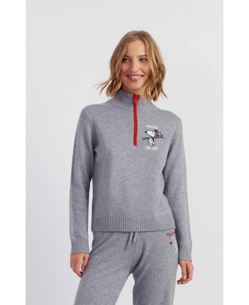 Chinti & Parker Women's Wool-Cashmere Snoopy Ski Zip Sweater