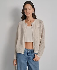 Dkny Jeans Women's Baby Chenille Open-Stitch Long-Sleeve Cardigan