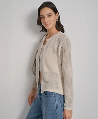 Dkny Jeans Women's Baby Chenille Open-Stitch Long-Sleeve Cardigan