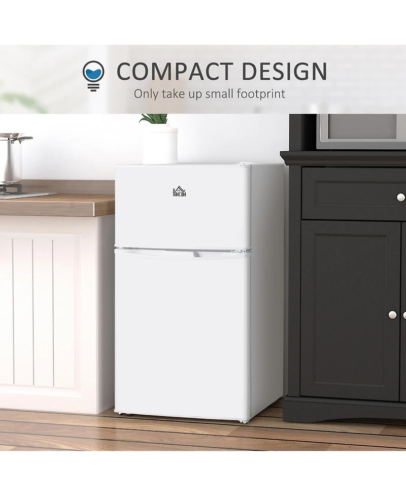 Homcom 3.2 Cu.Ft Mini Fridge with Freezer and Adjustable Shelf,