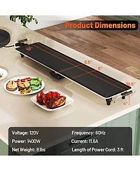 Extra Large Electric Teppanyaki Grill with 2 Cooking Surface Adjustable Temperatures and Drip Tray