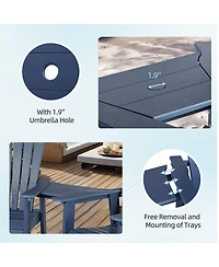 Aoodor Tall Adirondack Chair Hdpe Bar Stool with Connecting Tray for Lawn Backyard Garden, Set of 2