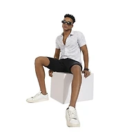 Campus Sutra Men's White Honeycomb Knit Shirt