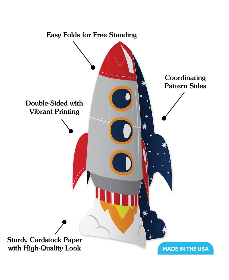 Big Dot of Happiness Freestanding 3D Blast Off to Outer Space Centerpiece Table Decorations - 8 Count