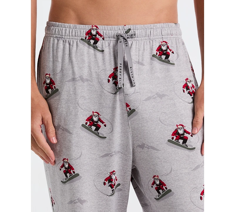Perry Ellis Portfolio Men's Deluxe Snowboard Santa Print Sleep Pants