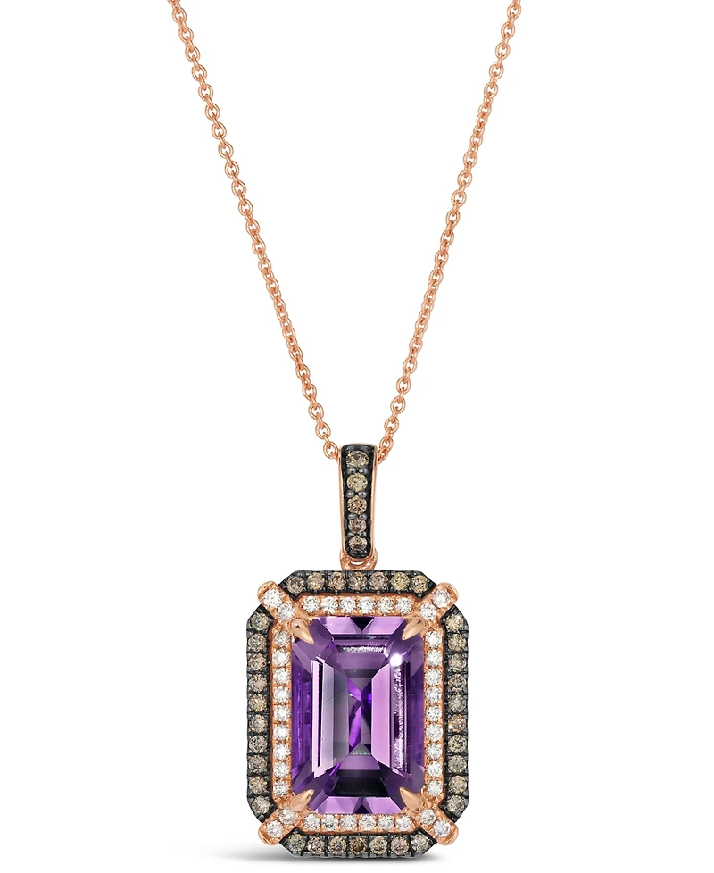 Le Vian Deep Sea Blue Topaz (3-9/10 ct. t.w.), Chocolate Diamond (1/4 t.w.) and Nude (1/5 Pendant Necklace 14k Strawberry Gol