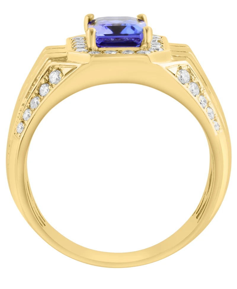 Effy Collection Men's Diamond (1/2 ct. t.w.) and Tanzanite (1-1/3 ct. t.w.) Ring in 14K Yellow Gold