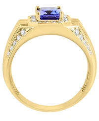 Effy Collection Men's Diamond (1/2 ct. t.w.) and Tanzanite (1-1/3 ct. t.w.) Ring in 14K Yellow Gold