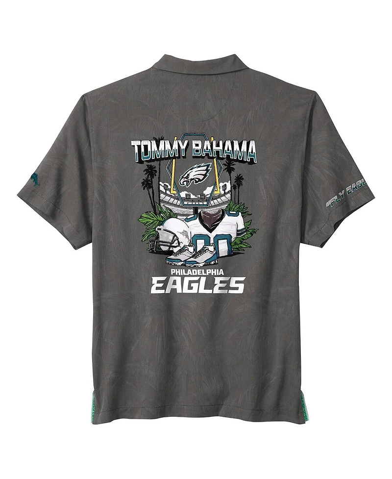 Tommy Bahama Men's Gray Philadelphia Eagles Endzone Paradise Coolmax Button-Up Shirt