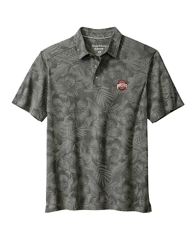 Tommy Bahama Men's Gray Ohio State Buckeyes Palm Fresco Hibiscus IslandZone Polo Shirt