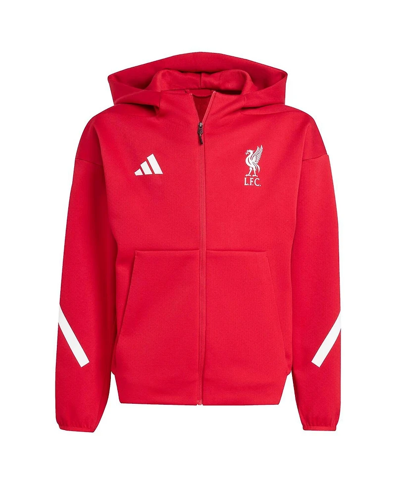 Adidas Big Boys and Girls Red Liverpool 2025/26 Anthem Full-Zip Hoodie