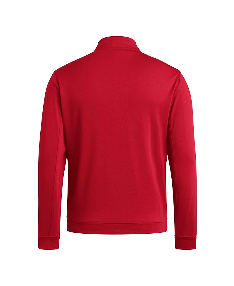 Adidas Men's Red Nc State Wolfpack Elevated Tri-Blend Quarter-Zip Pullover Sweatshirt