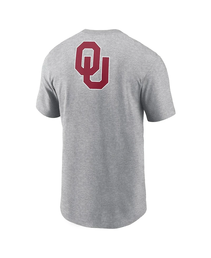 Jordan Men's Heather Gray Oklahoma Sooners Campus 2-Hit Primary Mascot T-Shirt