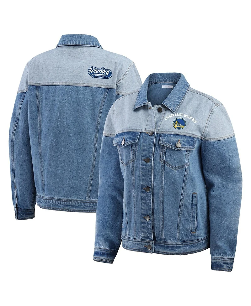 Wear by Erin Andrews Women's Blue Golden State Warriors Full-Button Denim Jacket