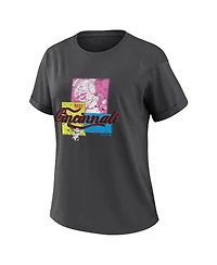 Wear by Erin Andrews Women's Charcoal Cincinnati Reds Domestic Box Color Boyfriend T-Shirt