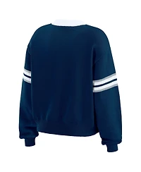 Wear by Erin Andrews Women's Navy Dallas Cowboys Lace-Up Pullover Sweatshirt