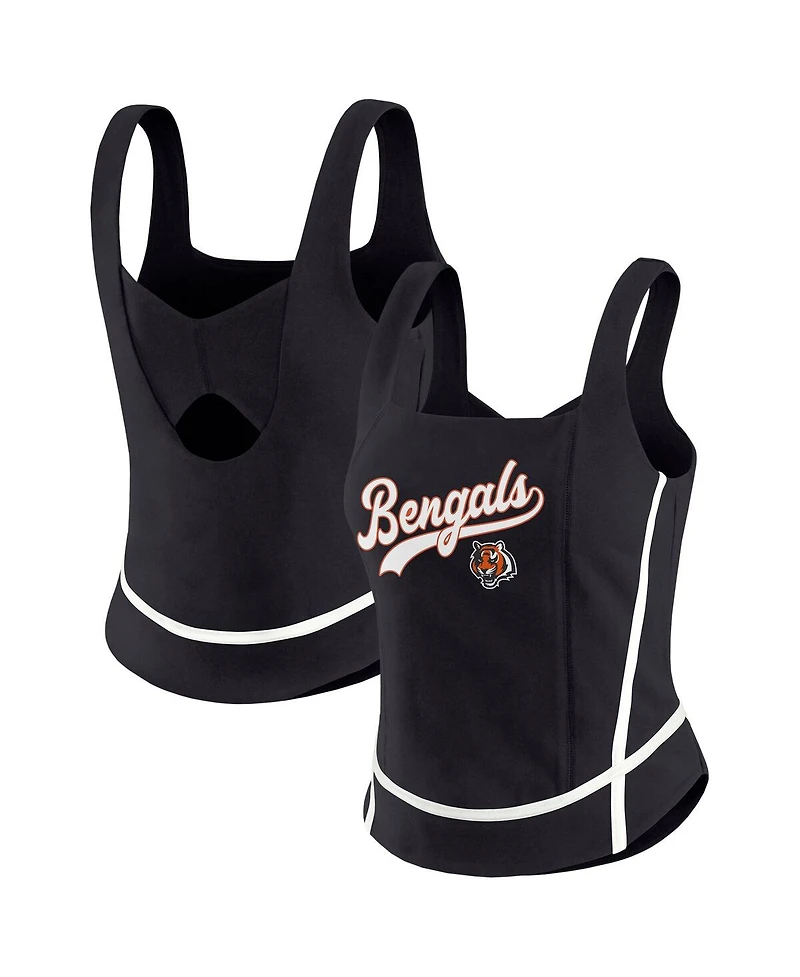 Wear by Erin Andrews Women's Black Cincinnati Bengals Square Neck Tank Top