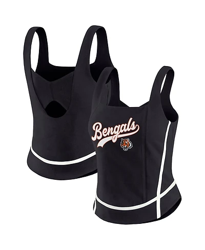 Wear by Erin Andrews Women's Black Cincinnati Bengals Square Neck Tank Top