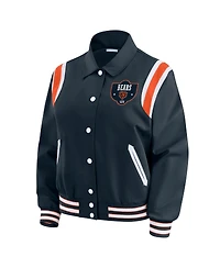 Wear by Erin Andrews Women's Navy Chicago Bears Varsity Lightweight Full-Snap Jacket