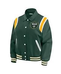 Wear by Erin Andrews Women's Green Bay Packers Varsity Lightweight Full-Snap Jacket