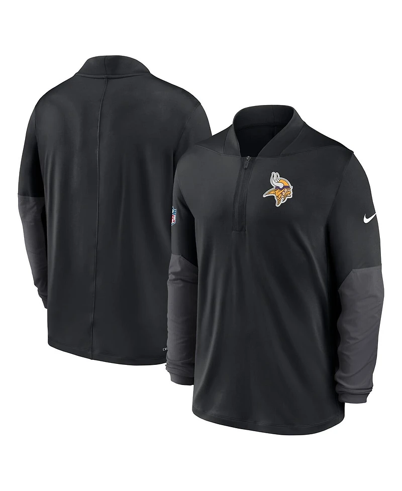 Nike Men's Black Minnesota Vikings Sideline Dri-fit Half-Zip Pullover Sweatshirt