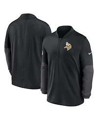 Nike Men's Black Minnesota Vikings Sideline Dri-fit Half-Zip Pullover Sweatshirt