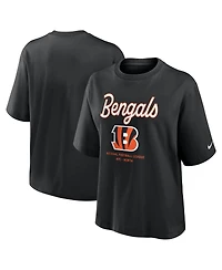 Nike Women's Black Cincinnati Bengals Essential Script Relaxed Boxy T-Shirt