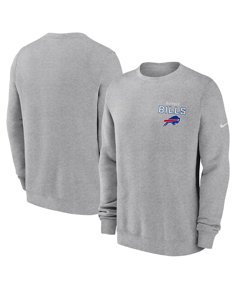 Nike Men's Heather Gray Buffalo Bills Primetime Club Fleece Pullover Sweatshirt